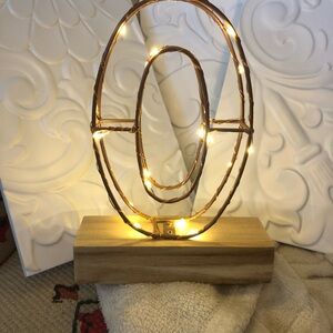 Oval LED Letter O on Wooden Base